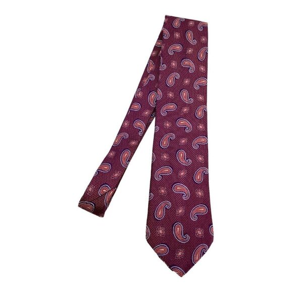 DION SELECTION Purple Paisley Silk Tie H.C In Canada W: 3.5" EX COND - Picture 6 of 6